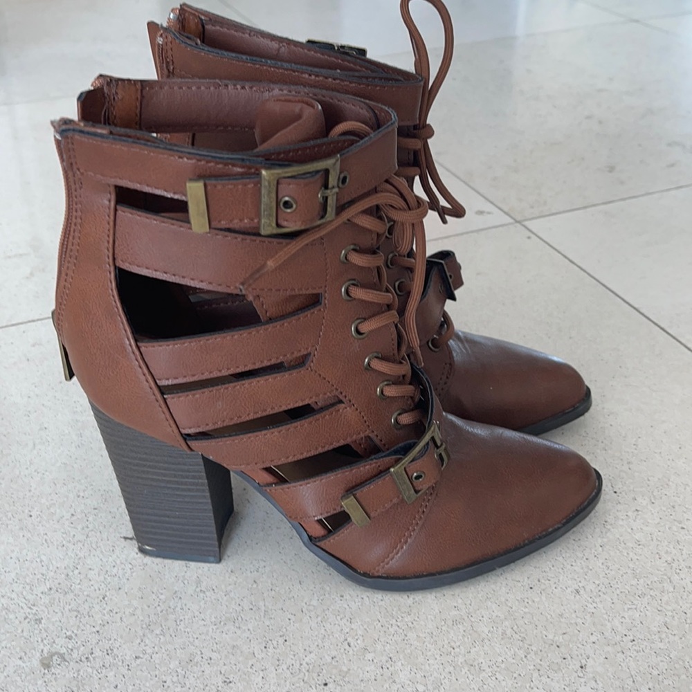 Booties brown vegan leather